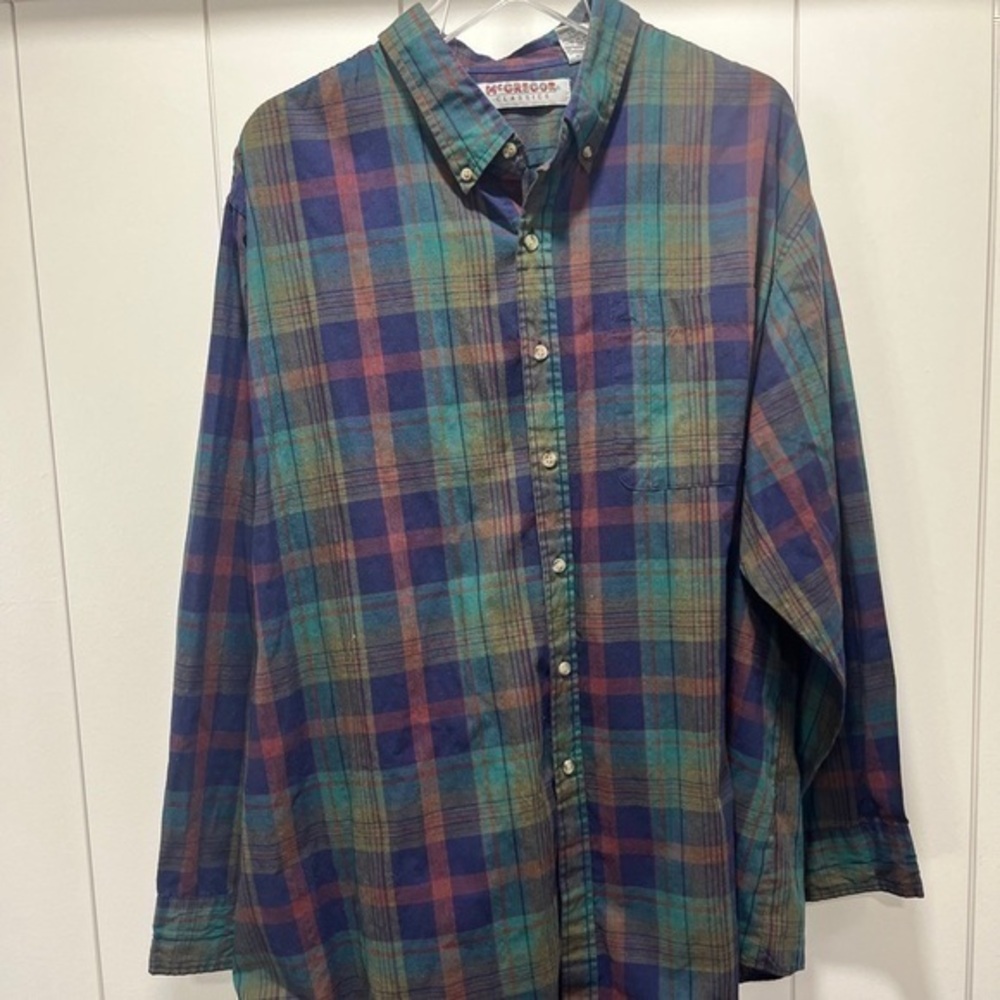 Mcgregor Classics Mens 3XL Color Multicolor Plaid Button Shirt